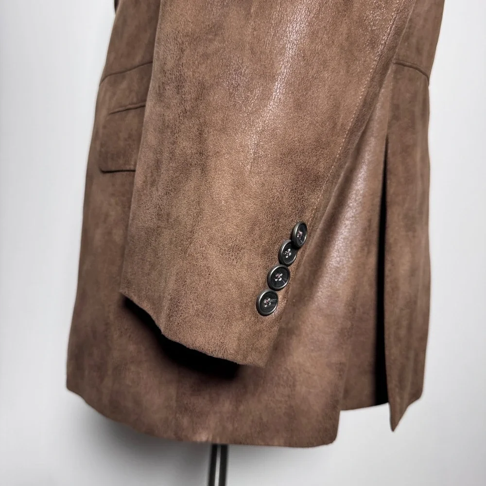 Jack Victor Sport Coat‎ Mens 46R Brown Solid Faux Suede 2-Button Blazer Canada
